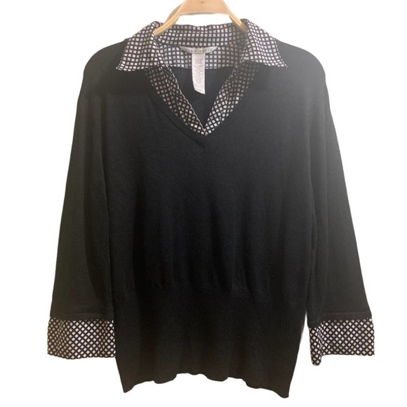 Fred David Layered Look Checkered Pullover Sweater - Picture 1 of 4